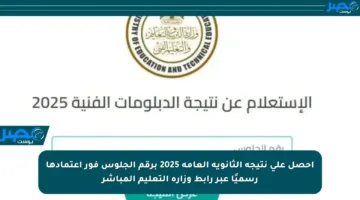 احصل على نتيجة الثانوية العامة 2025 برقم الجلوس فور اعتمادها رسميًا عبر رابط وزارة التعليم المباشر